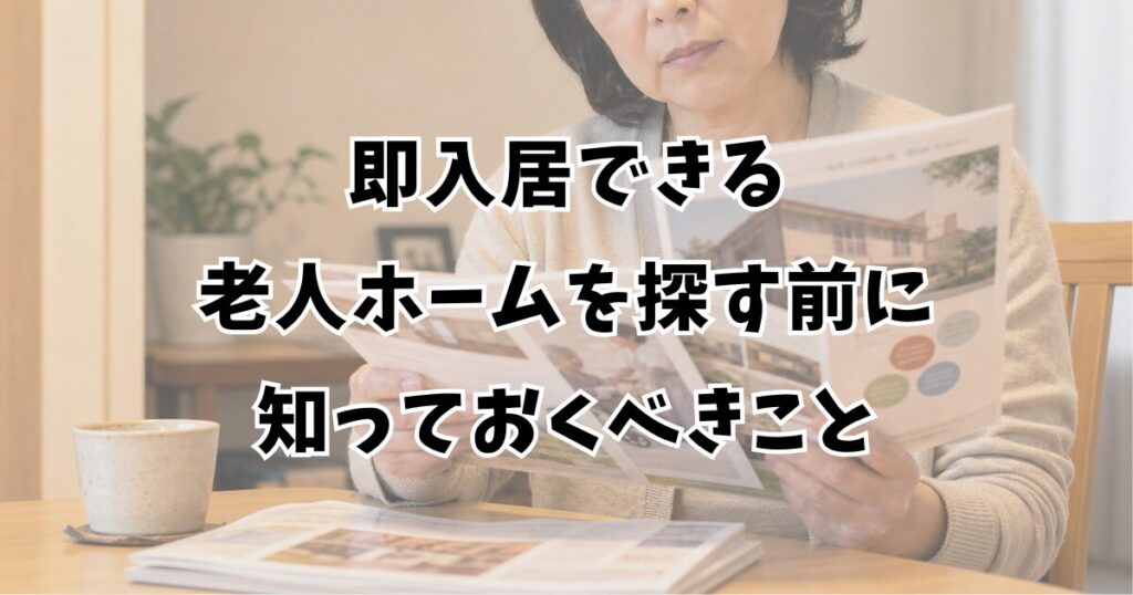 即入居できる老人ホームを探す前に知っておくべきこと