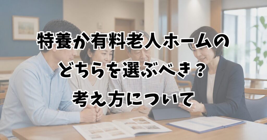 特養か有料老人ホームのどちらを選ぶべき？考え方について