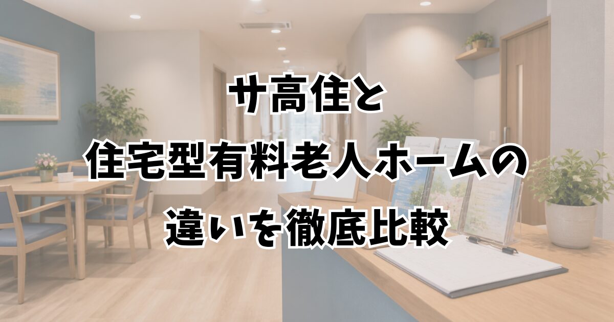 サ高住と住宅型有料老人ホームの違いを徹底比較