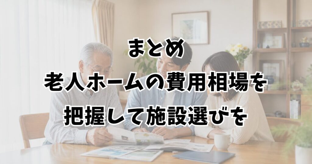 まとめ：老人ホームの費用相場を把握して施設選びを