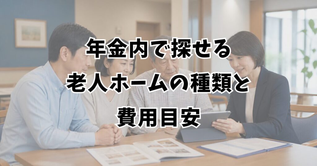 年金内で探せる老人ホームの種類と費用目安