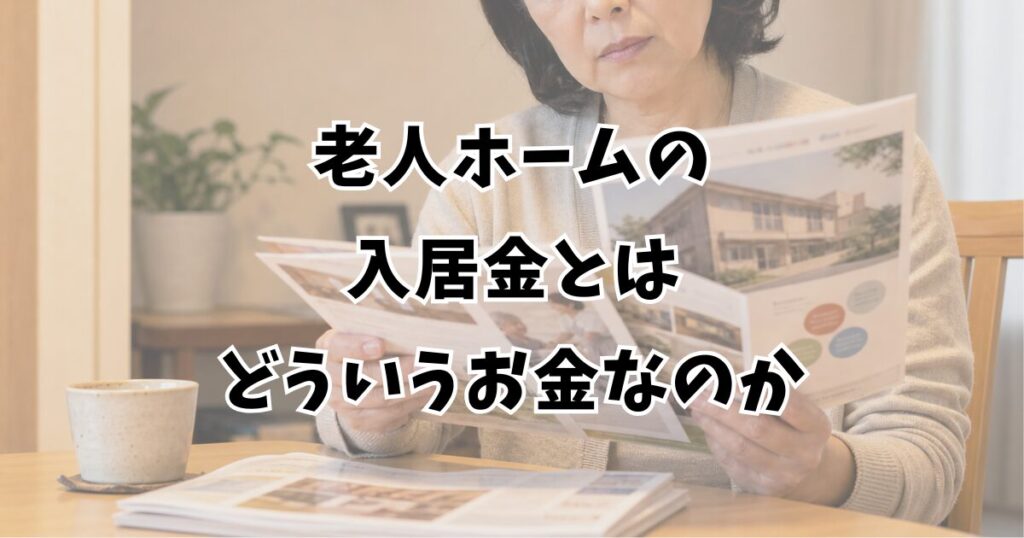 老人ホームの入居金とはどういうお金なのか