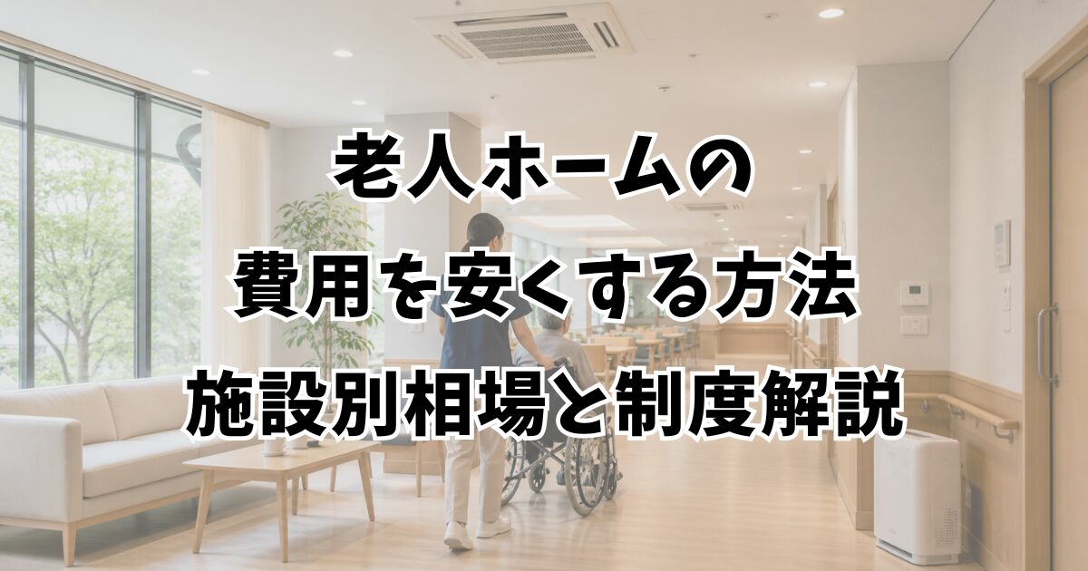 老人ホームの費用を安くする方法｜施設別相場と制度解説