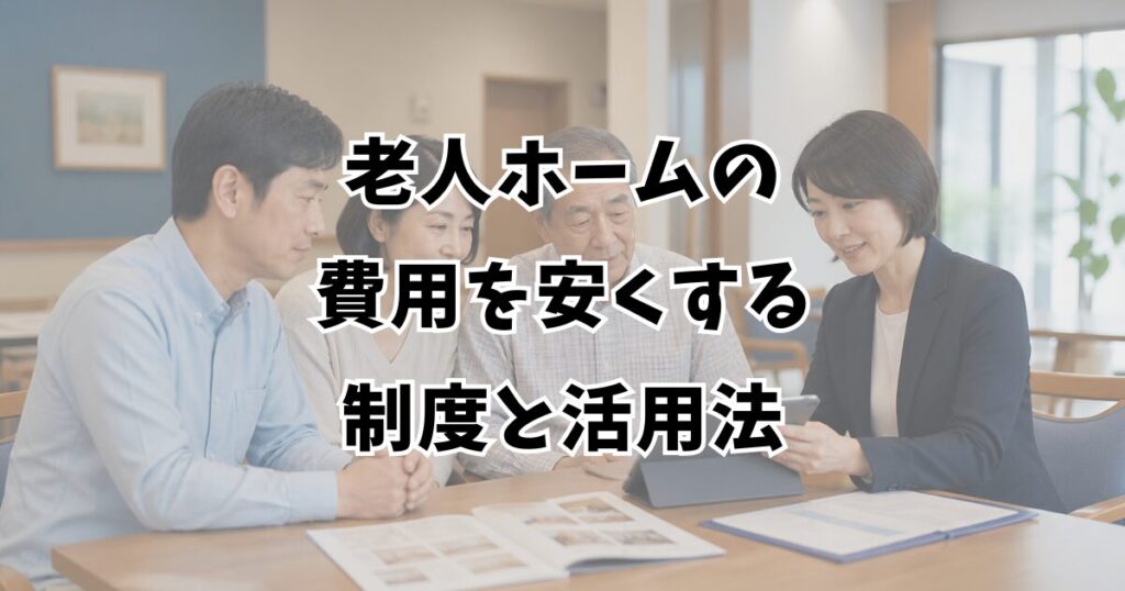 老人ホームの費用を安くする制度と活用法