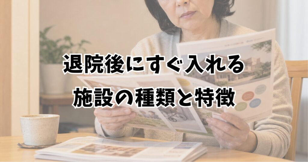 退院後にすぐ入れる施設の種類と特徴