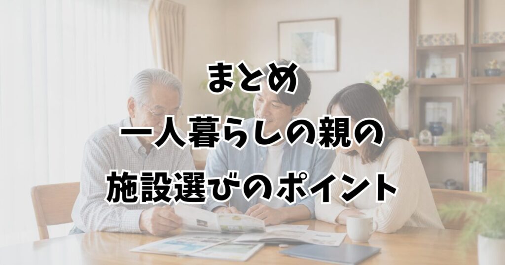 まとめ：一人暮らしの親の施設選びのポイント