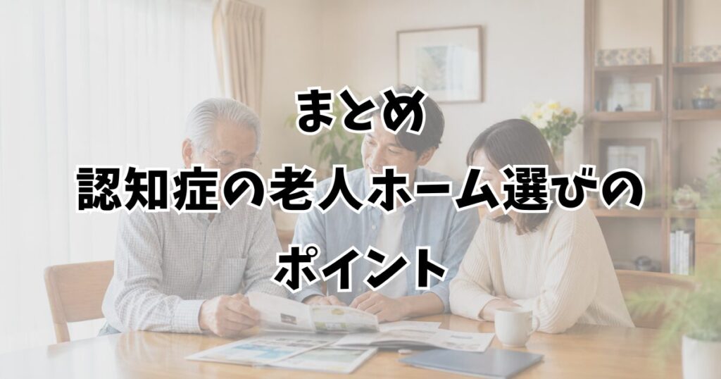 まとめ：認知症の老人ホーム選びのポイント