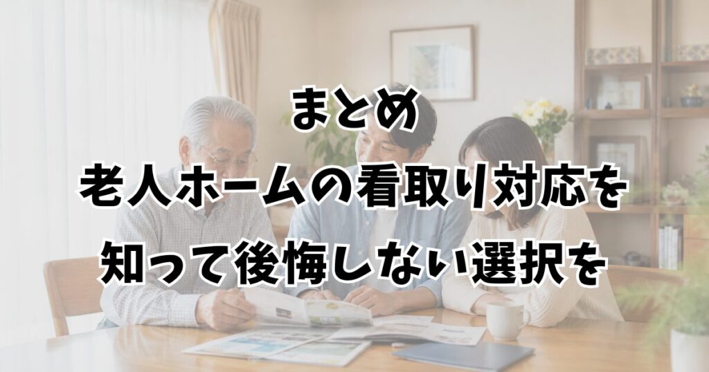 まとめ：老人ホームの看取り対応を知って後悔しない選択を