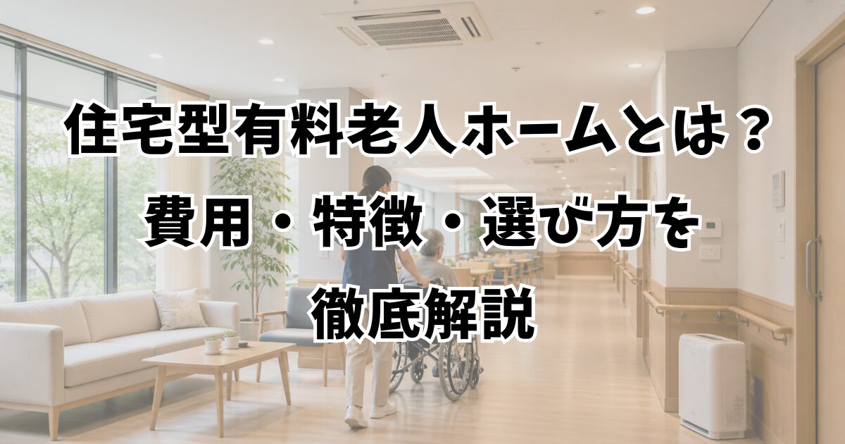 住宅型有料老人ホームとは？費用・特徴・選び方を徹底解説