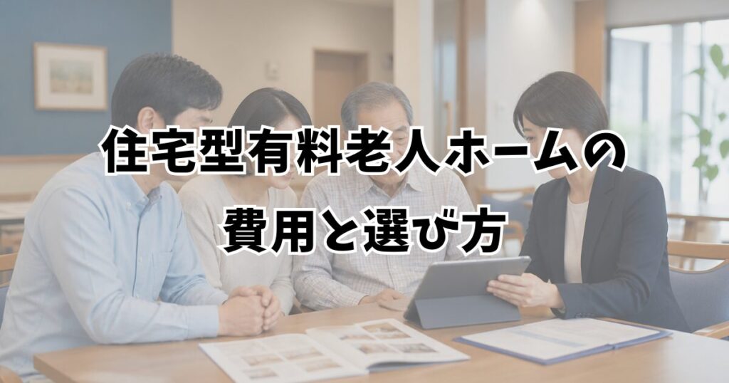 住宅型有料老人ホームの費用と選び方