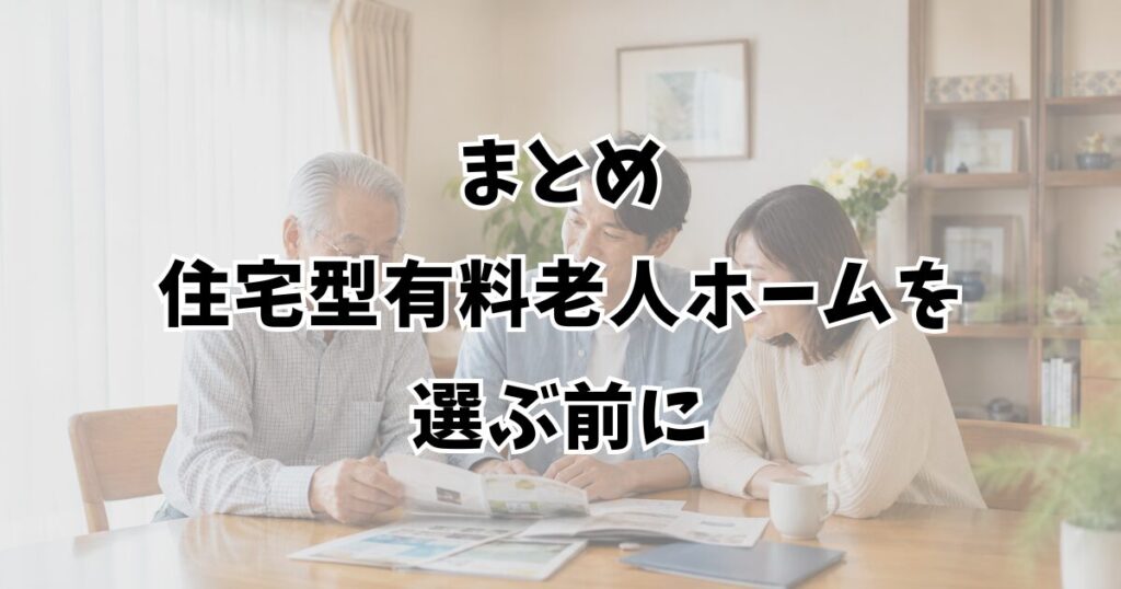 まとめ:住宅型有料老人ホームを選ぶ前に