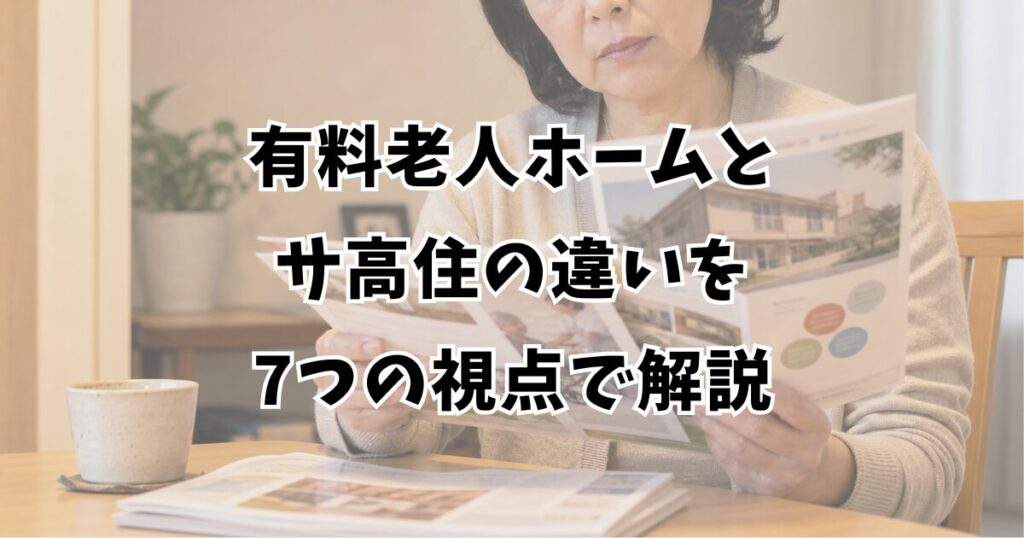 有料老人ホームとサ高住の違いを7つの視点で解説