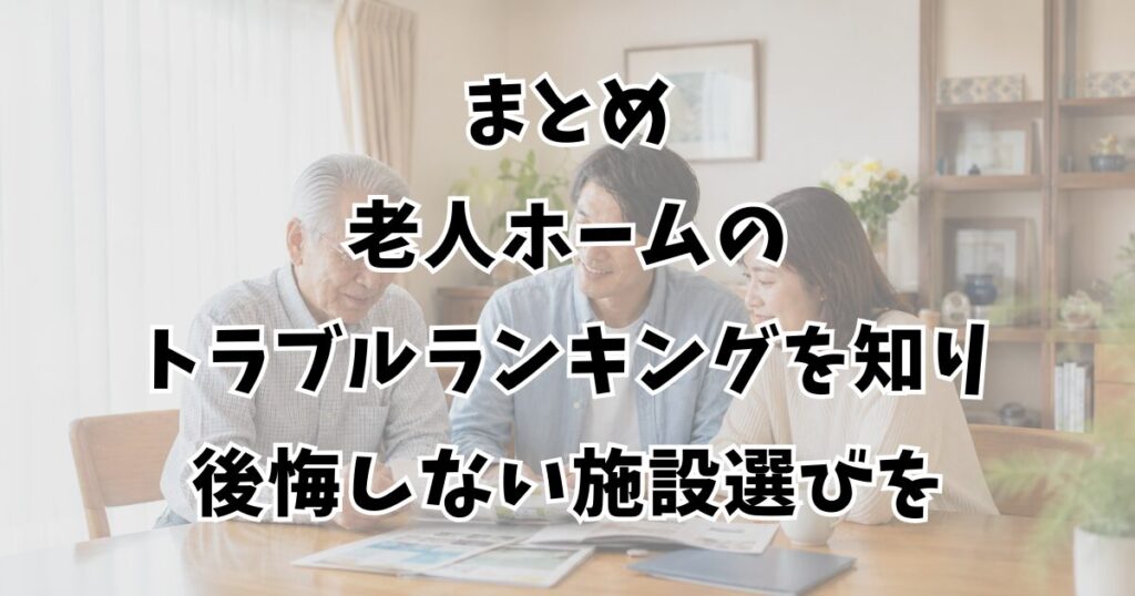 まとめ：老人ホームのトラブルランキングを知り後悔しない施設選びを