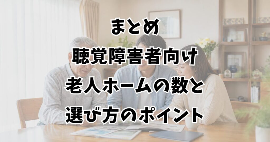まとめ：聴覚障害者向け老人ホームの数と選び方のポイント