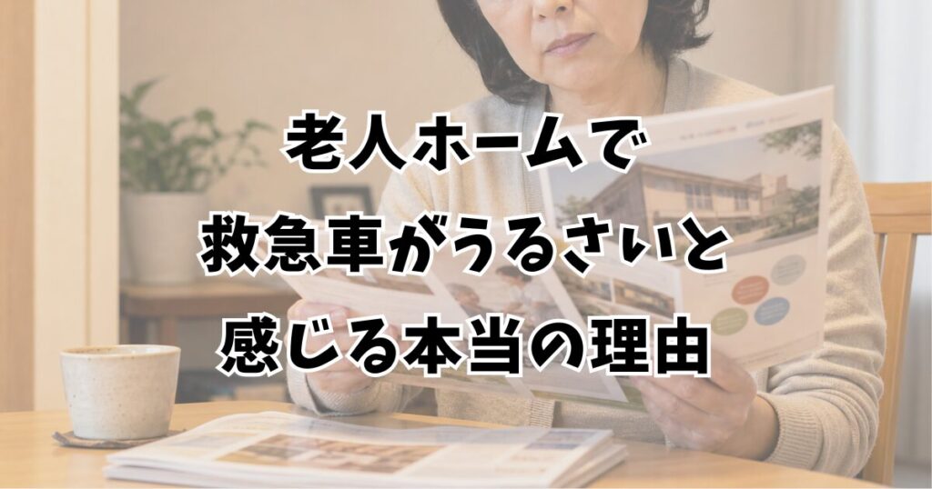 老人ホームで救急車がうるさいと感じる本当の理由