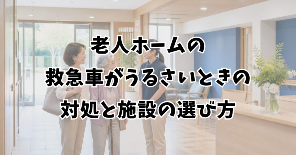 老人ホームの救急車がうるさいときの対処と施設の選び方