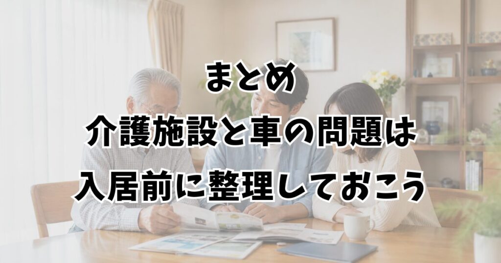 まとめ：介護施設と車の問題は入居前に整理しておこう