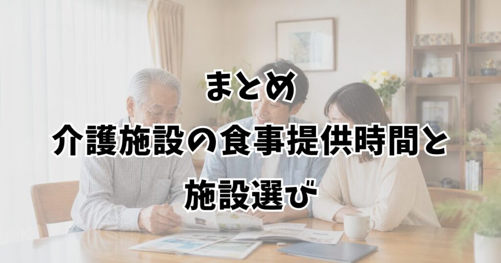 まとめ：介護施設の食事提供時間と施設選び
