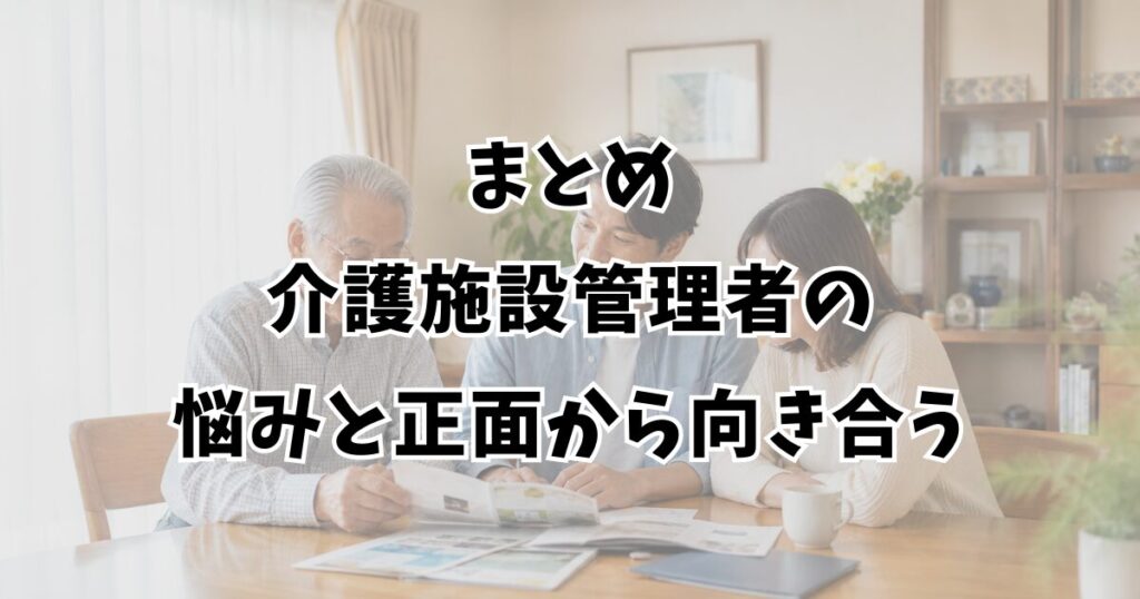 まとめ：介護施設管理者の悩みと正面から向き合う