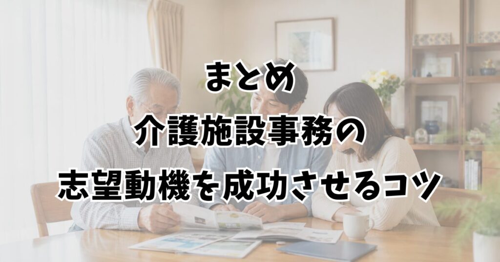 まとめ：介護施設事務の志望動機を成功させるコツ