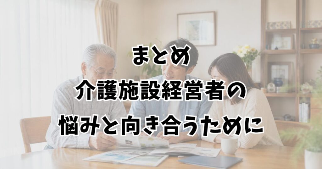 まとめ:介護施設経営者の悩みと向き合うために