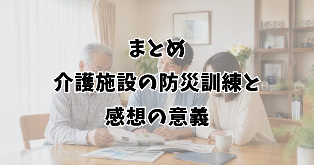 まとめ：介護施設の防災訓練と感想の意義