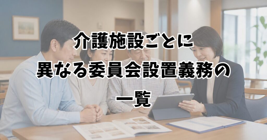 介護施設ごとに異なる委員会設置義務の一覧