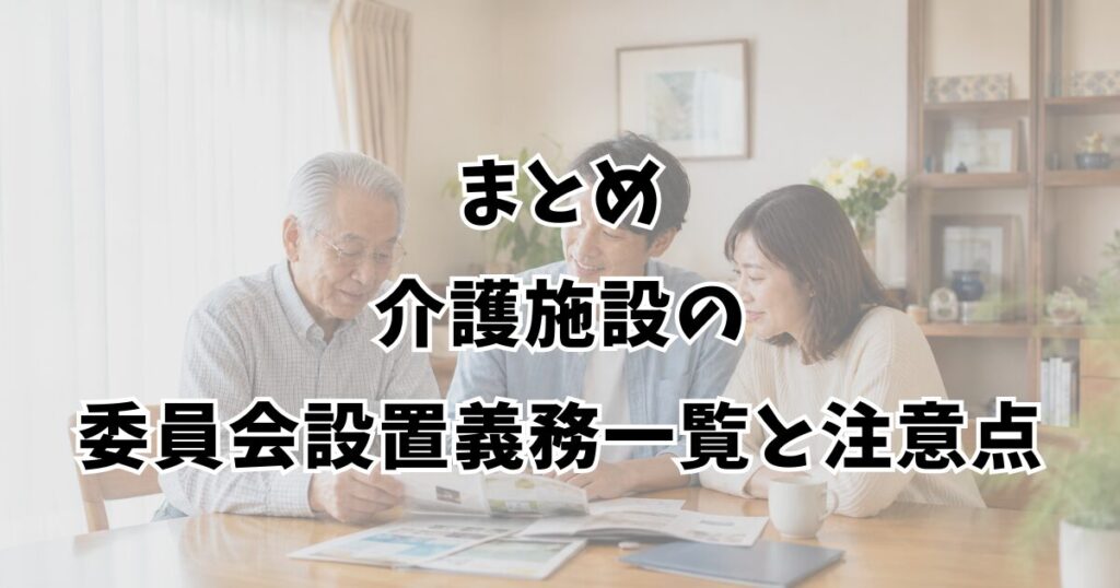まとめ：介護施設の委員会設置義務一覧と注意点